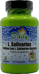 Front view of Daily L-Salivarius 120 delayed-release capsules bottle