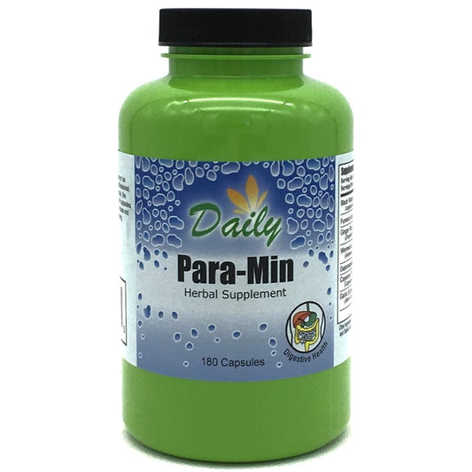 Para-Min bottle in a green bottle with Daily Manufacturing label