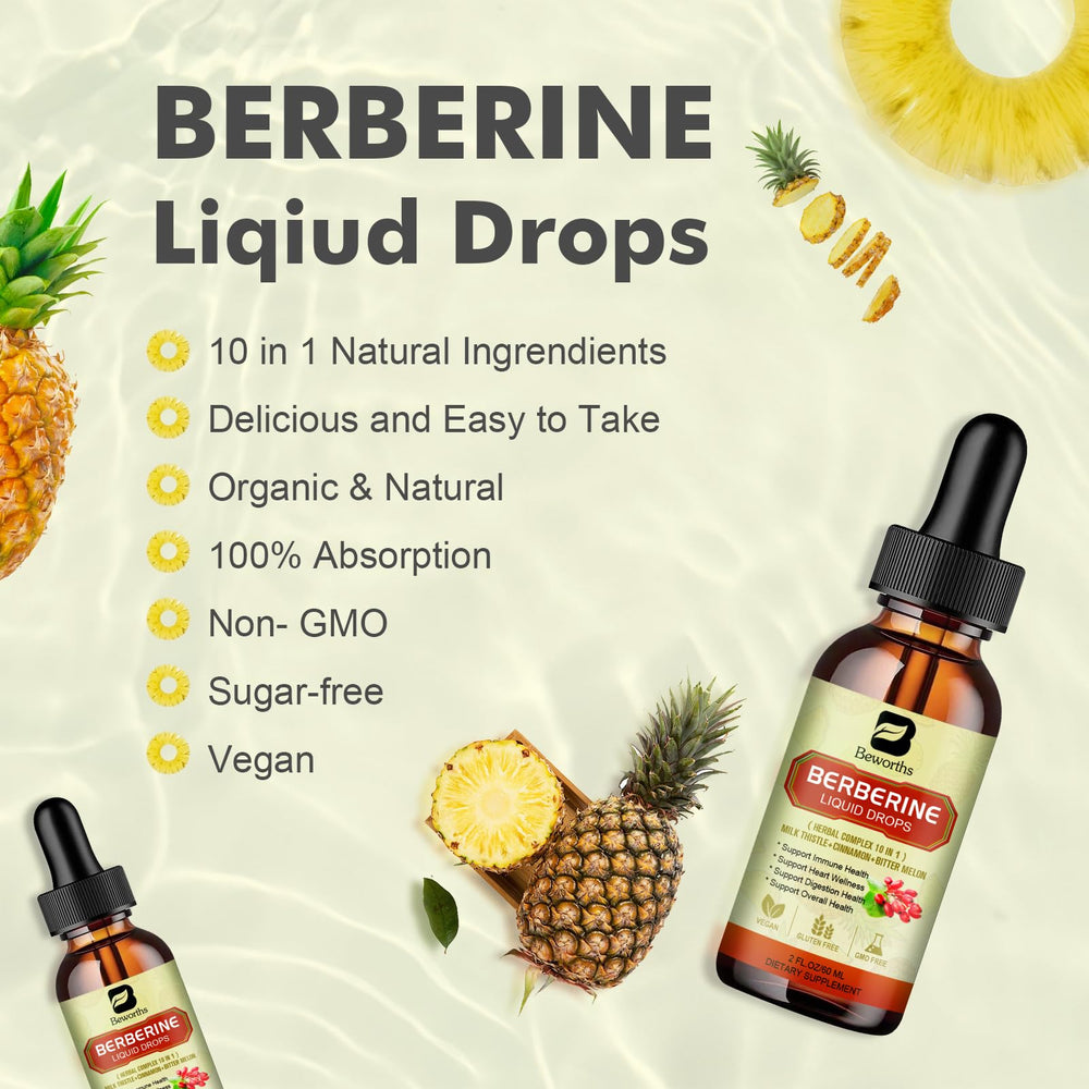 Dropper adding Berberine drops to a glass of water