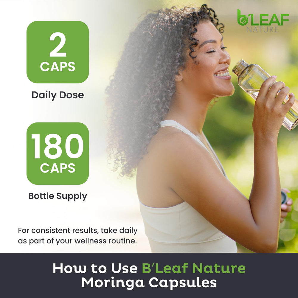 Daily-use moringa capsules in box