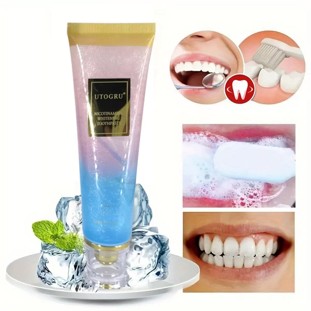 Person brushing teeth for daily whitening and fresh breath
