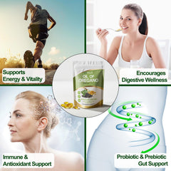 Daily wellness oregano oil capsules with moringa and ginger