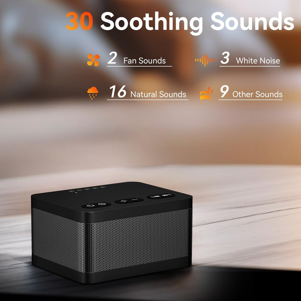 DailyBody Sound Machine sounds panel showing 30 options for customization.
