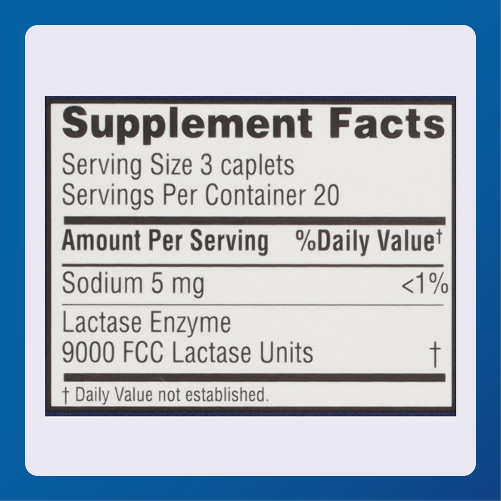 Three Dairy Aid lactase caplets on white background
