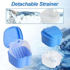 Removable strainer basket for denture case