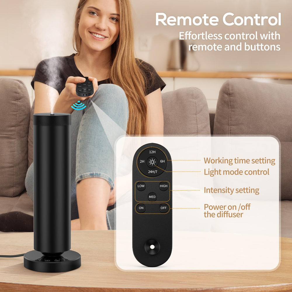 Diffuser emitting mist in a modern living room
