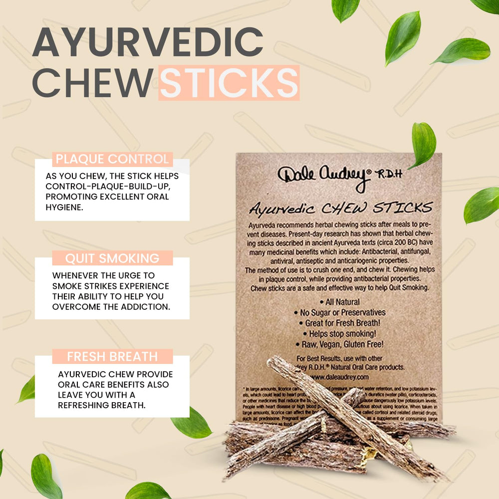 Front packaging of Dale Audrey Ayurvedic Chew Sticks