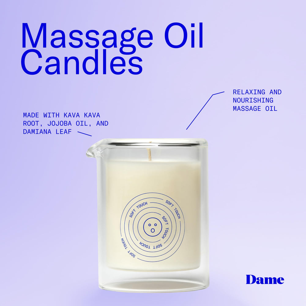 Relaxing spa setup with massage candle and soft lighting
