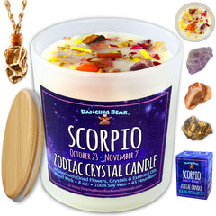 Dancing Bear Scorpio candle in 8oz soy wax with wood wick