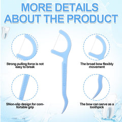 2.9 inch floss picks for teeth cleaning, blue