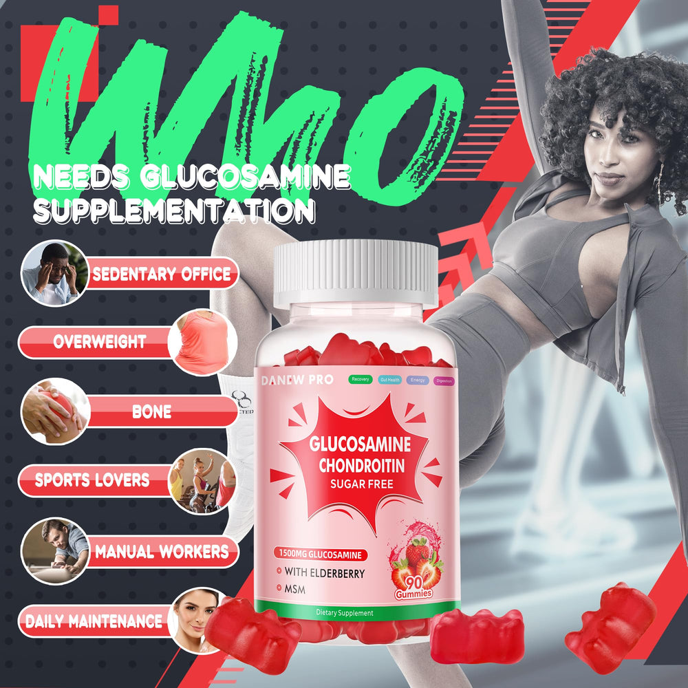 Close-up of strawberry-flavored Glucosamine Chondroitin Gummies