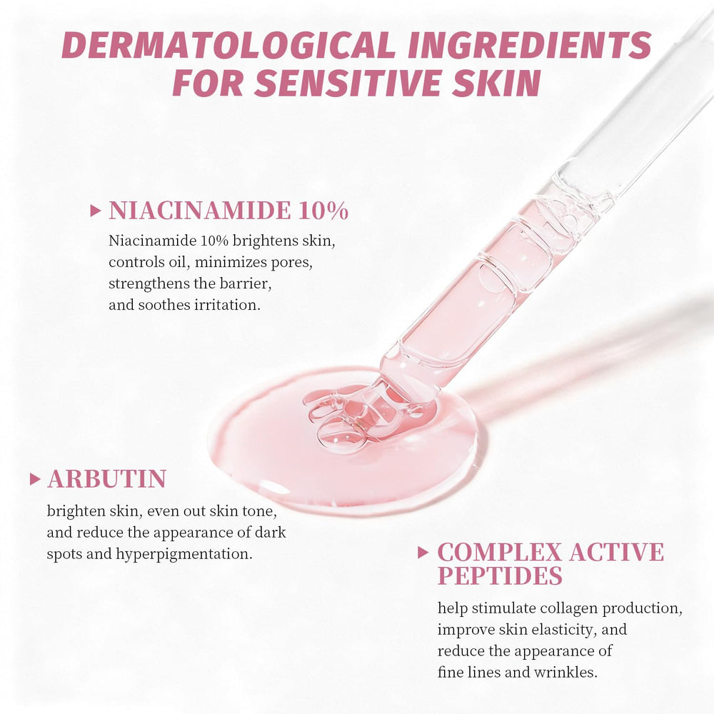 Close-up of Niacinamide Serum texture showing even skin tone.