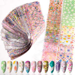 DANNEASY holographic nail foil flower pattern adds vibrant, salon-worthy shimmer to nails