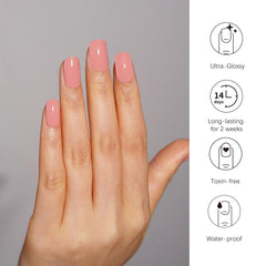 DANNI & TONI sunny-blush wrap on finger with glossy finish for quick glam.