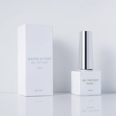 DANNI & TONI glossy top coat bottle delivers long-lasting high shine for nails.
