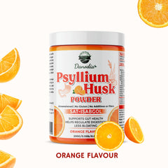 Psyllium husk powder in a scoop ready to mix with water