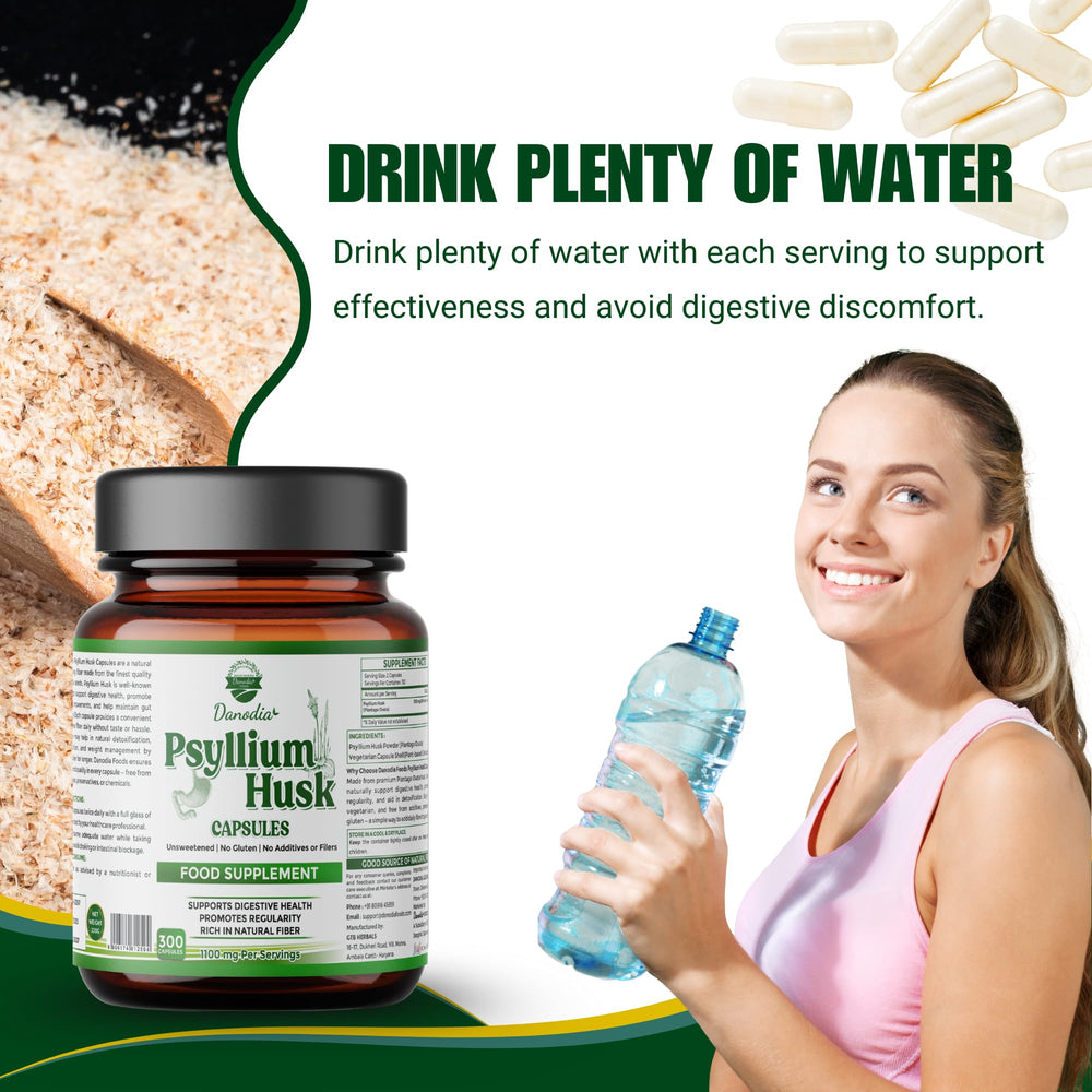 Resealable packaging of Danodia Psyllium Husk Capsules bottle