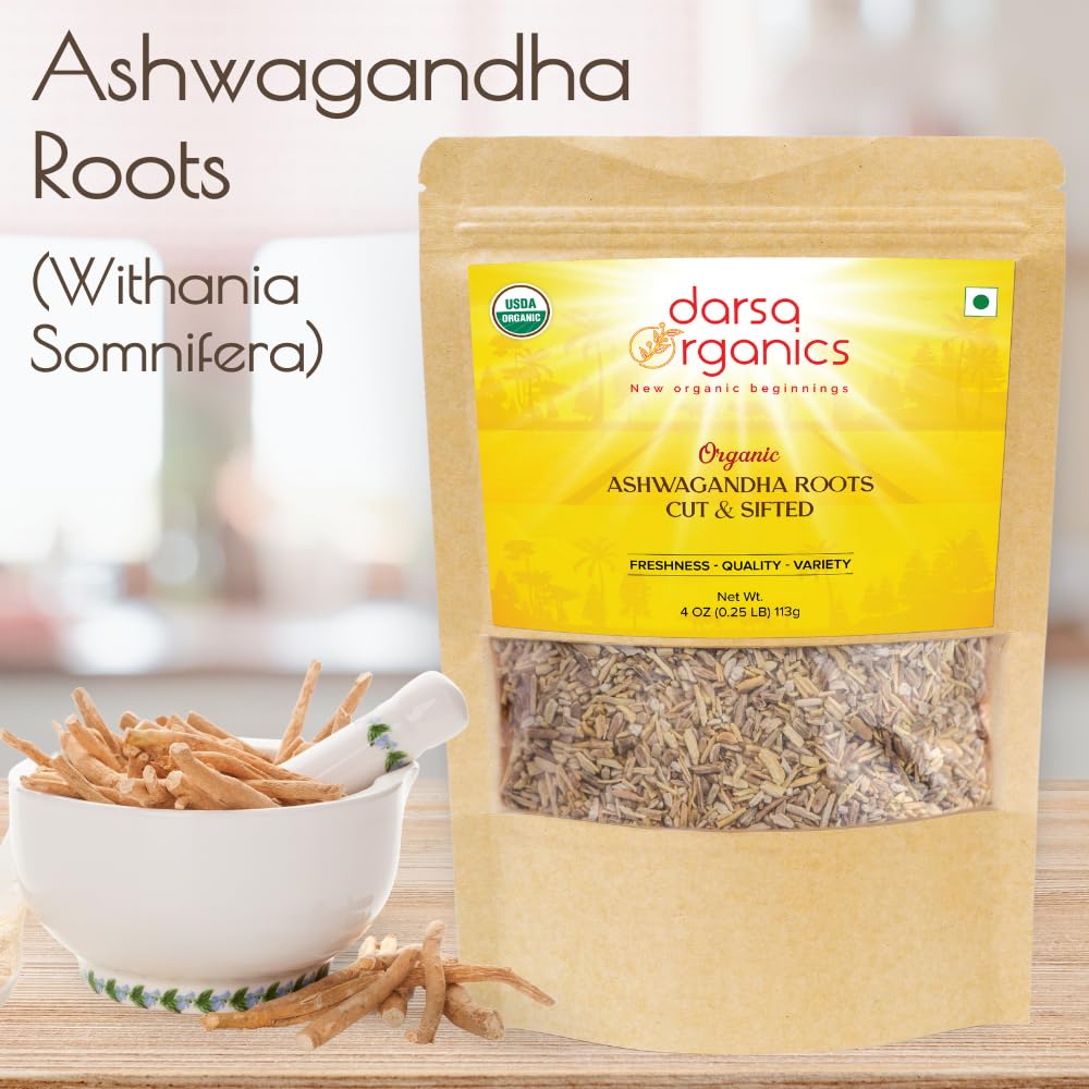 Close-up of cut and sifted ashwagandha root