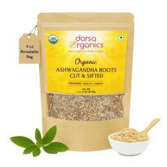 Darsa Organics Ashwagandha Root Cut & Sifted 4 oz packaging