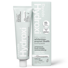 Front view of Davids Hydroxi Mild Mint toothpaste 4 oz tube