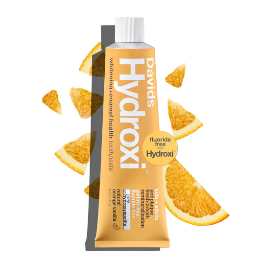 Davids Hydroxi nano hydroxyapatite toothpaste for enamel health and whitening, 4 oz orange vanilla flavor