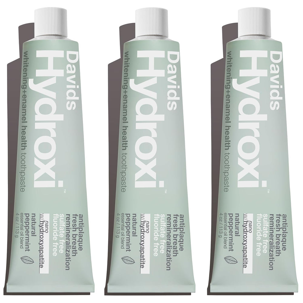 Davids Hydroxi toothpaste packaging box and multiple tubes