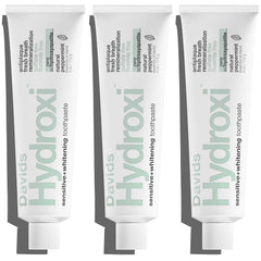Front view of Davids Hydroxi toothpaste 3-pack