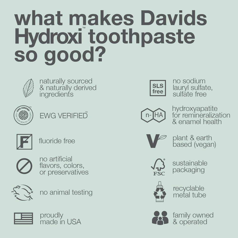 3-pack display image of Davids Hydroxi toothpaste