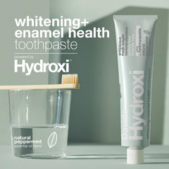 Close-up label showing fluoride-free and vegan claims on Davids Hydroxi toothpaste