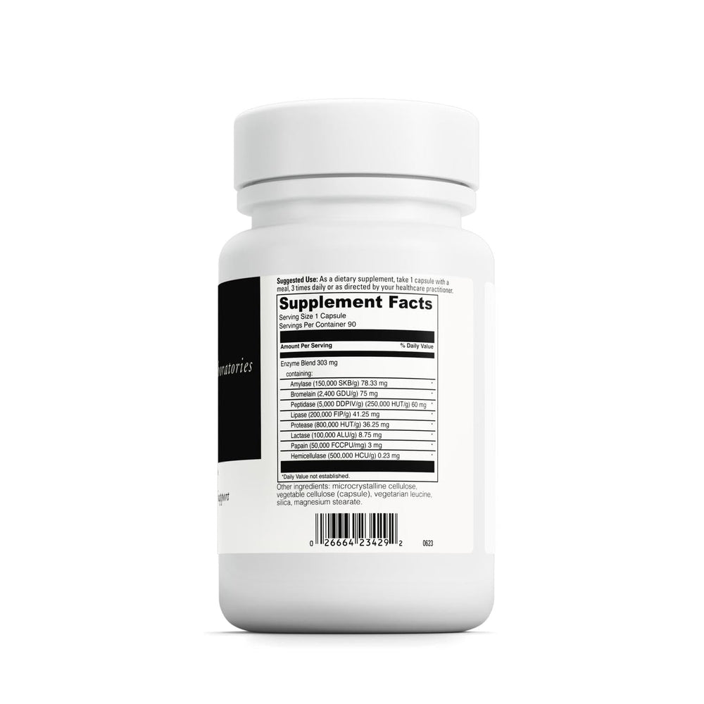 Back view of DAVINCI Laboratories Digenzyme bottle showing label