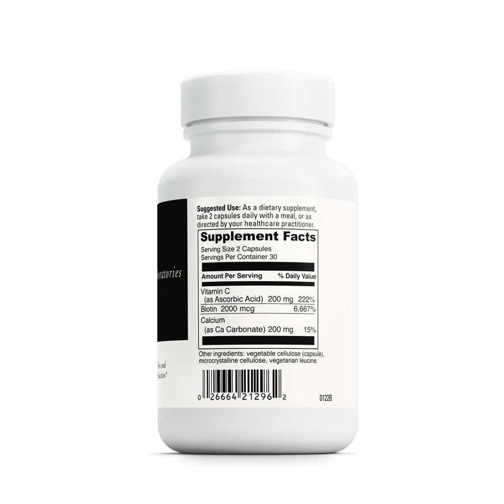 Biotin capsules close-up