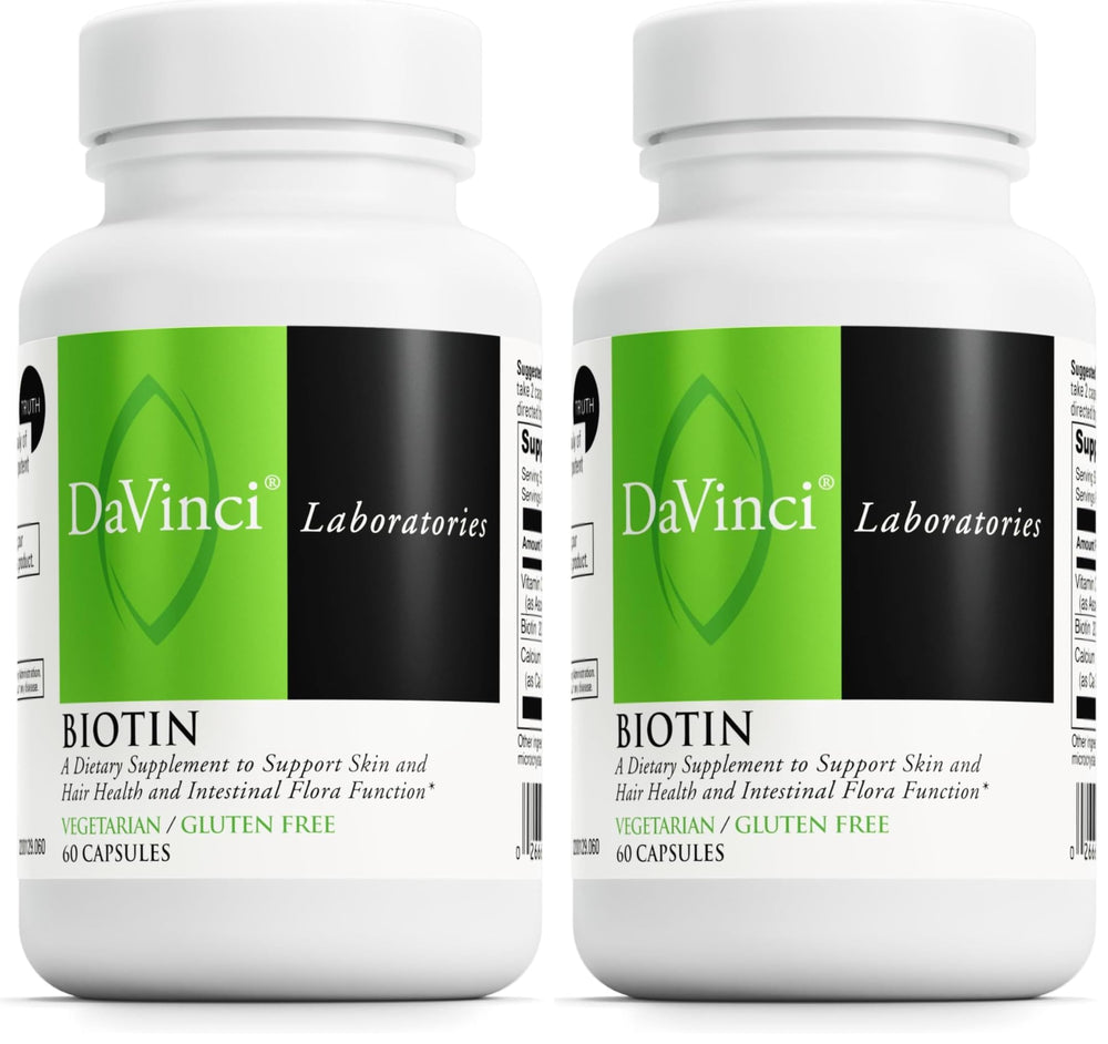 DAVINCI Labs Biotin bottle with label, pack 2 – 60 capsules