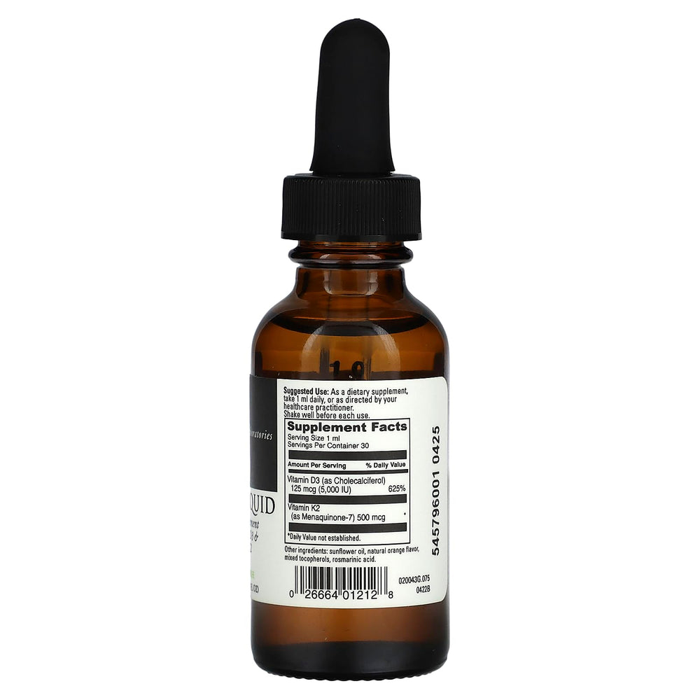 Orange-flavored D3/K2 Liquid close-up with label