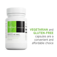 Nutrition facts panel for DAVINCI Labs DHEA 10mg capsules