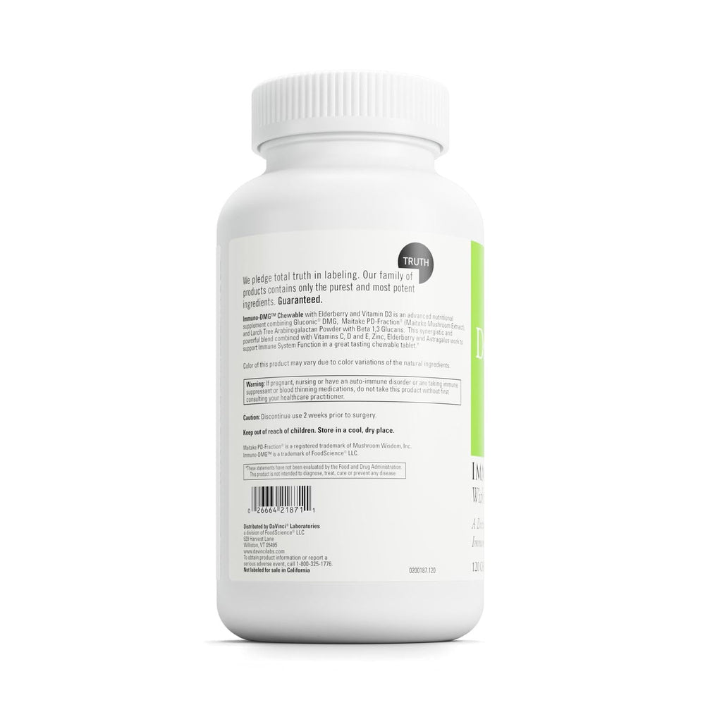 Supplement facts panel highlighting vitamins C, D3 and E