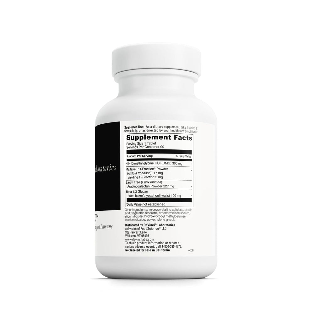 Close-up of Maitake mushroom powder and DMG ingredients