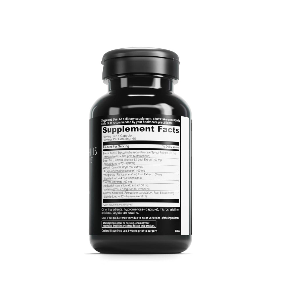 Close-up of Phyto Benefits capsules next to the bottle