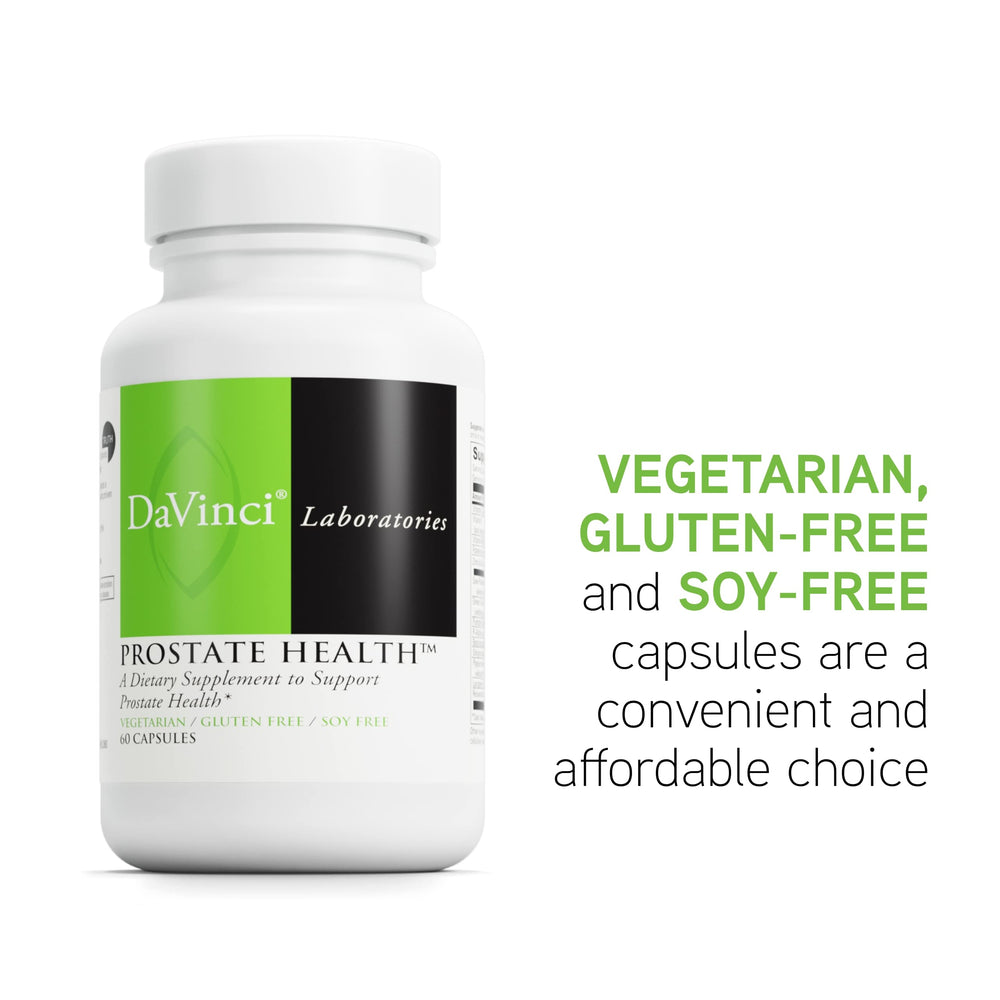 Davinci Labs Prostate Health features green tea extract for antioxidant support.