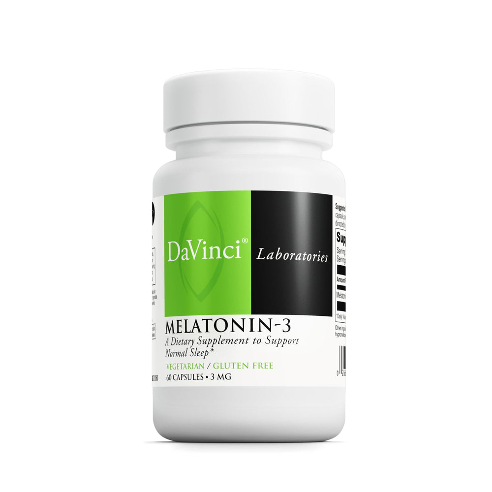 DaVinci Labs Melatonin-3 sleep supplement bottle with 60 capsules
