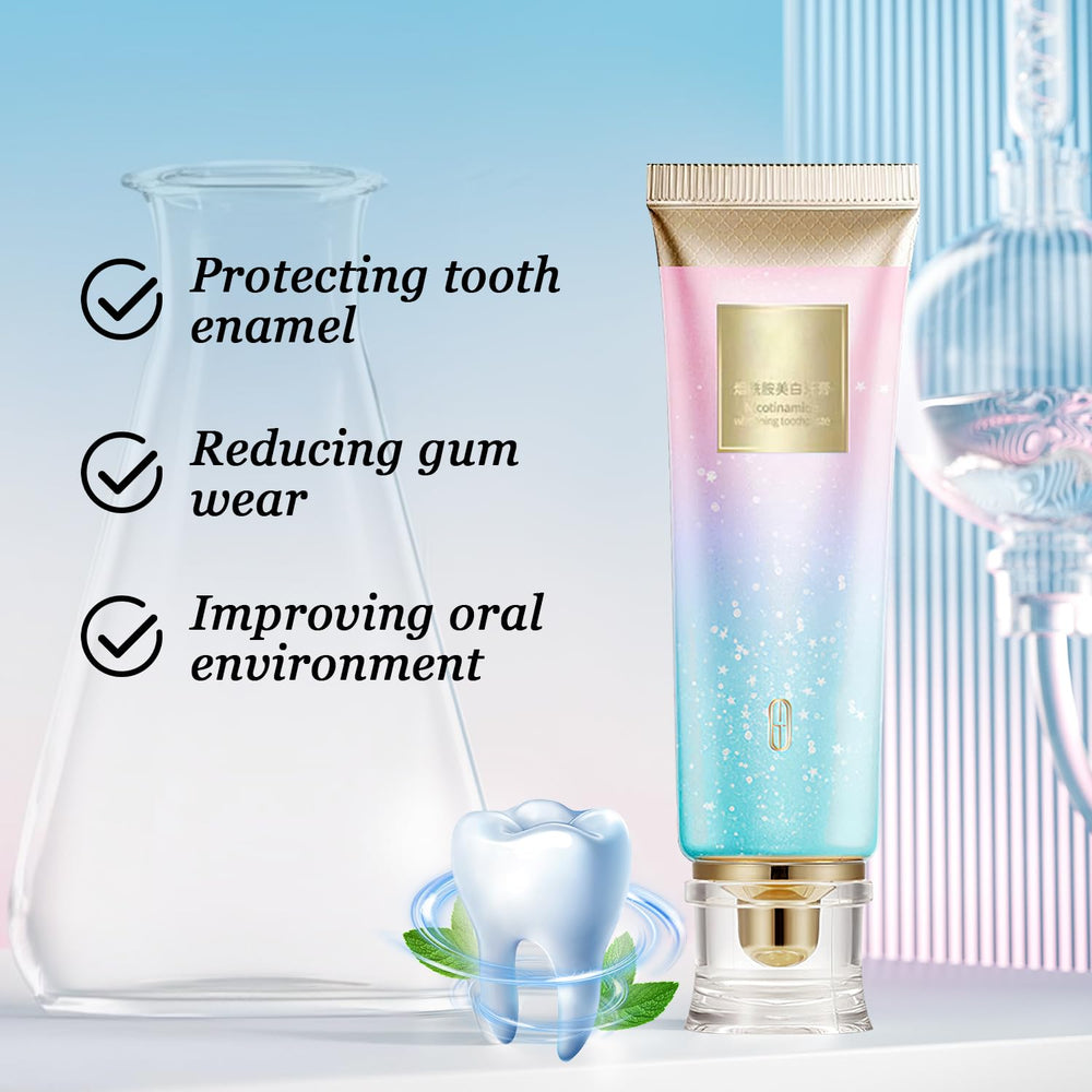 Back packaging view of Dazzle White 2Pcs Niacinamide Toothpaste