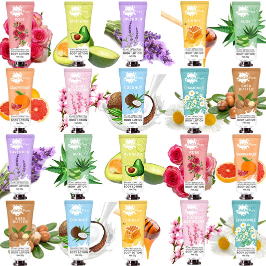 DBEAUTYM 20-pack lotion assortment with natural extracts for versatile hydration