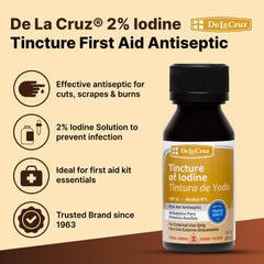 Plastic dauber attached to the cap of De La Cruz iodine bottle