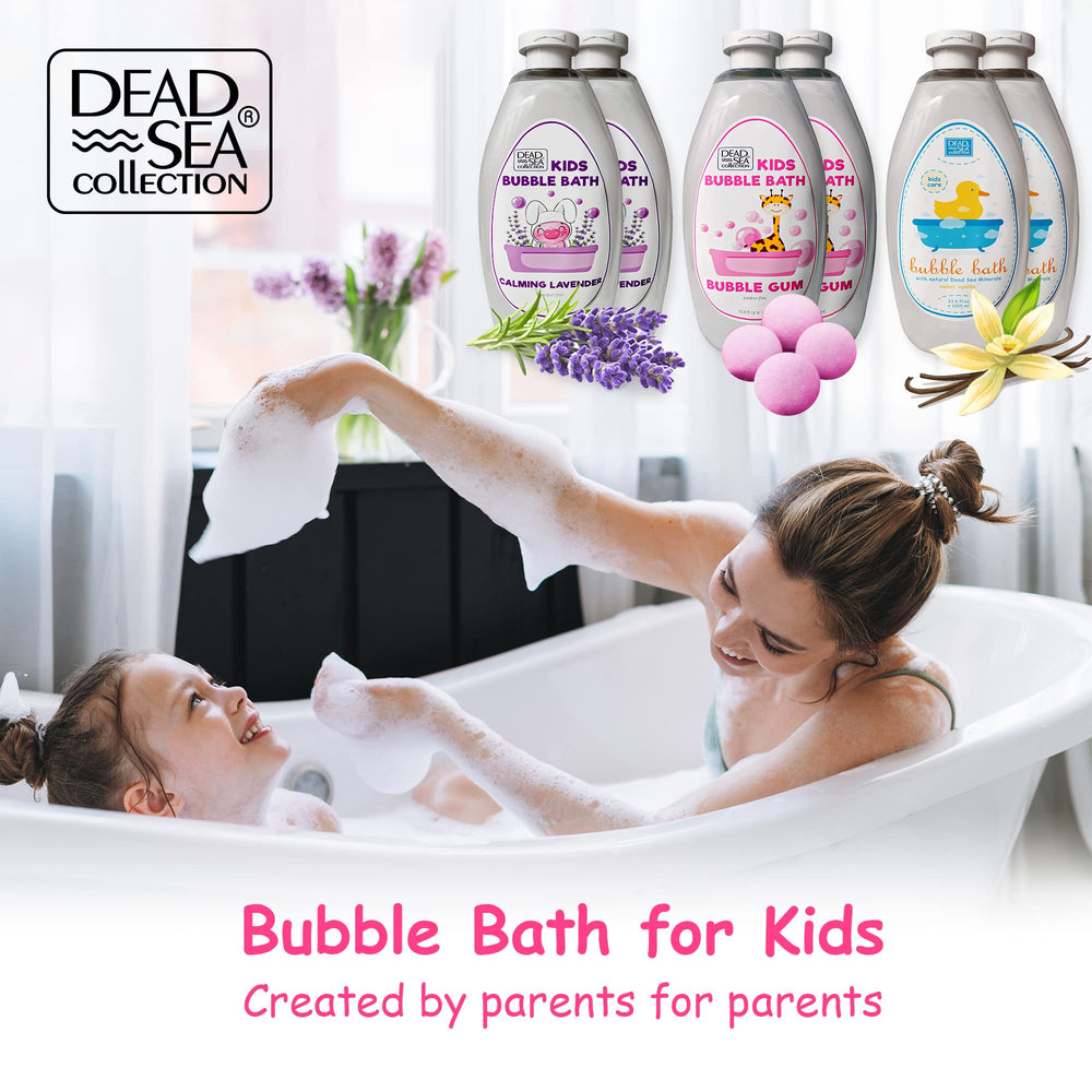 Kids bubble bath bottle showing bubble-gum fragrance