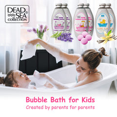 Kids bubble bath bottle showing bubble-gum fragrance