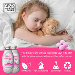Close-up of Dead Sea minerals in kids bubble bath formula