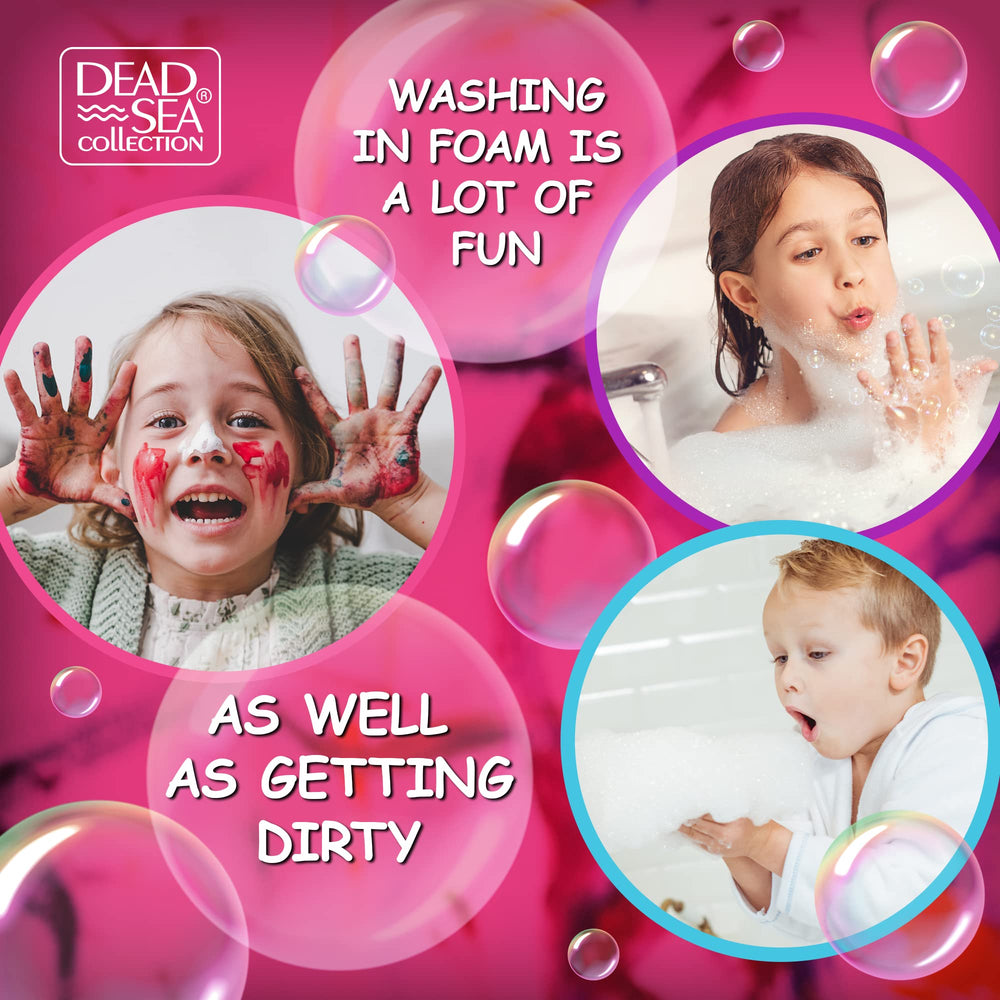 Playful bath time with bubbles and bubble-gum scent