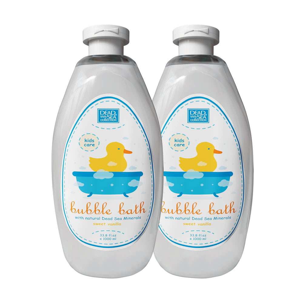 Two large bottles of Dead Sea Collection Bubble Bath for Kids with Vanilla (67.6 fl oz total)