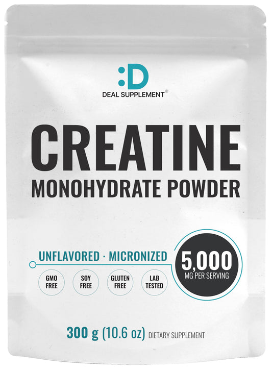 Hero shot of Deal Supplement Creatine Monohydrate Powder, unflavored and micronized, 60 servings