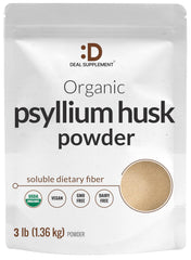 Front view of DEAL SUPPLEMENT Organic Psyllium Husk Powder 3lb container