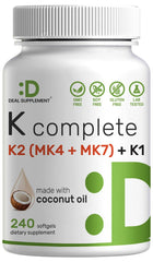 Bottle of DEAL SUPPLEMENT Vitamin K Complete with 240 softgels